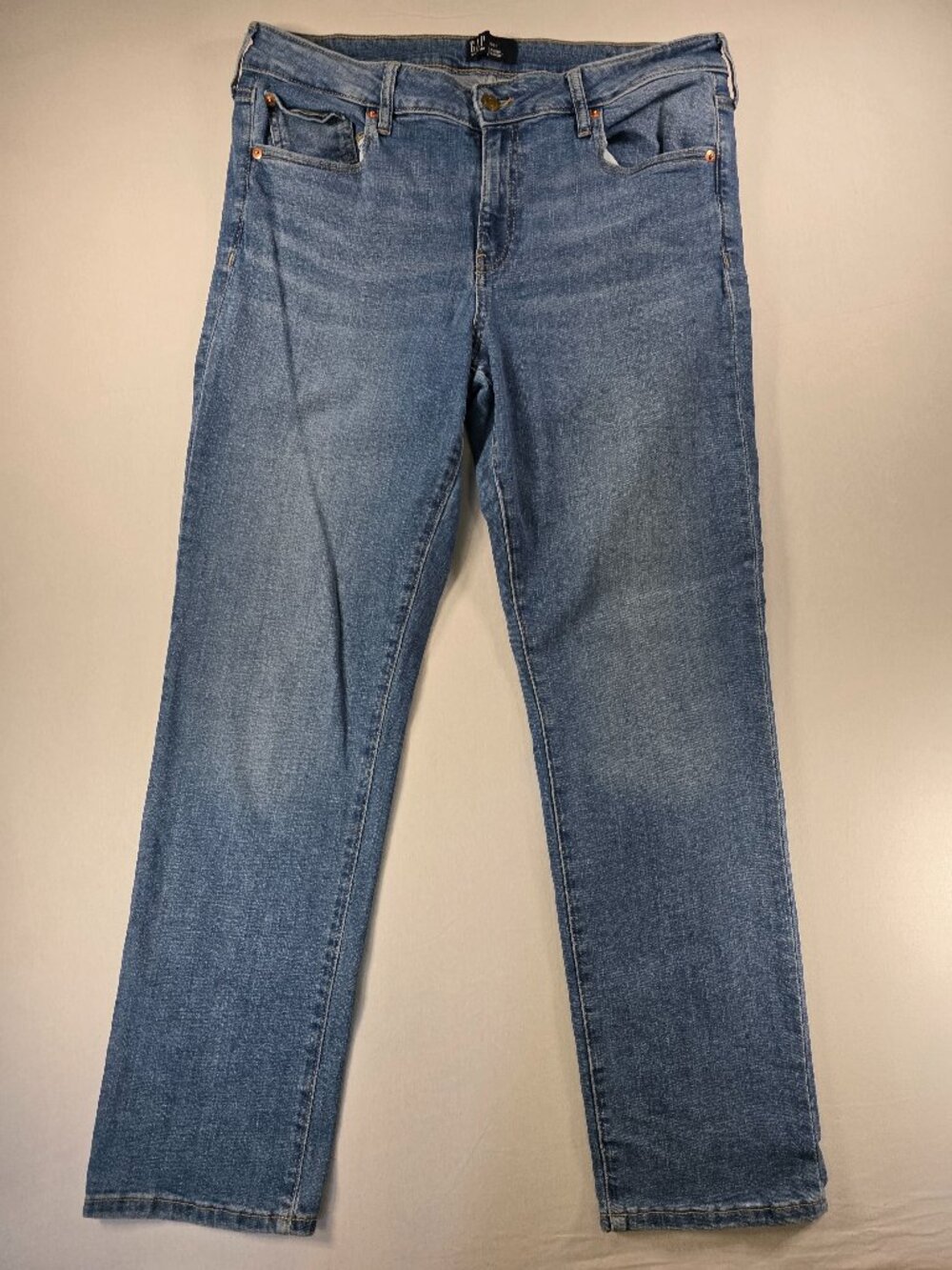 Gap Classic Straight Jeans Womens 14/32 Blue Dark Wash Mid Rise Stretch 34x29
